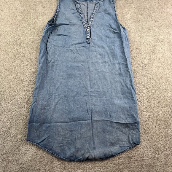 Gap Chambray Women's Dress Extra Small Sleeveless Henley Tencel Denim Casual - Picture 3 of 12